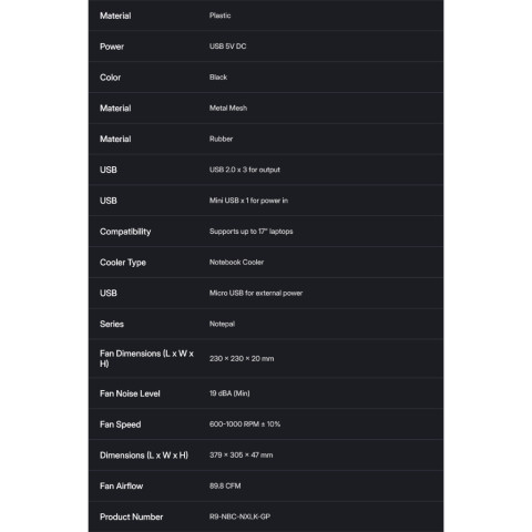 Cooler Master พัดลมระบายความร้อนโน้ตบุ้ก Notepal XL Cooling pad รองรับขนาดโน้ตบุ๊กสูงสุด 17 นิ้ว Image3