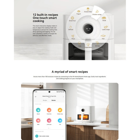 Xiaomi Smart Air Fryer 5.5L หม้อทอดไร้น้ำมัน I กำลังไฟ 1600 วัตต์ I หน้าต่างภาพ I รองรับการปรุงอาหารด้วยอุณหภูมิต่ำ Image7