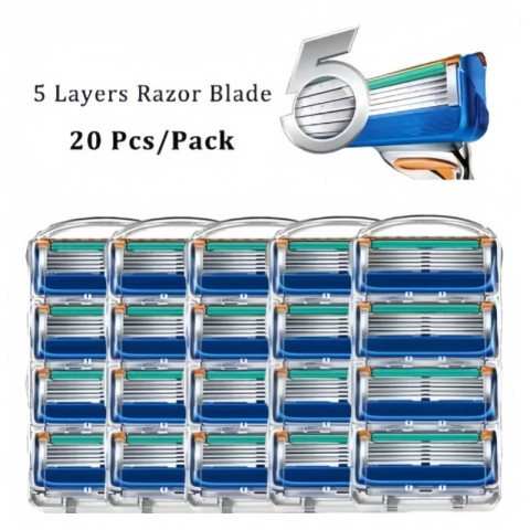 Gillette Fusion 5 Proglide Proshield 5 ชั้นความปลอดภัยการโกนหนวดแทนใบมีดโกนคู่มือมีดโกนตรงใบหน้าสำหรับผู้ชาย Image1