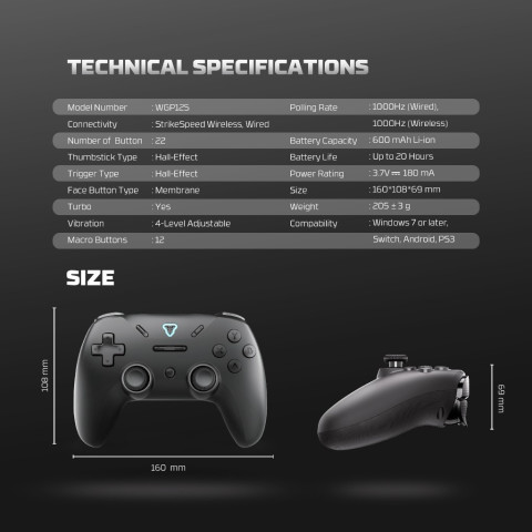 FANTECH จอยเกมไร้สาย จอยเกมมิ่ง Wireless gaming controller ใช้ได้ทั้งมือถือและพีซี รุ่น WGP12S Image7