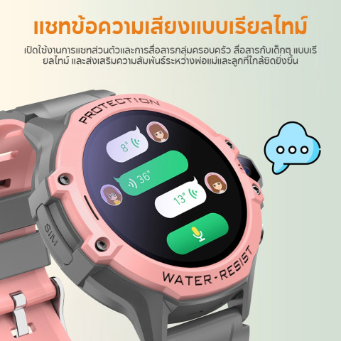 Aolon DF95 นาฬิกาเด็ก GPS+LBS+WIFI+AGPS SIM Card 4G นาฬิกาโทรได้เด็ก นาฬิกาใส่ซิม 1.28 นิ้ว 670mAh IP67 กันน้ำนาฬิกาอัจฉริยะเพื่อความปลอดภัยของเด็กสามารถโทรฉุกเฉินได้ด้วยปุ่มเดียว earlybird Image5