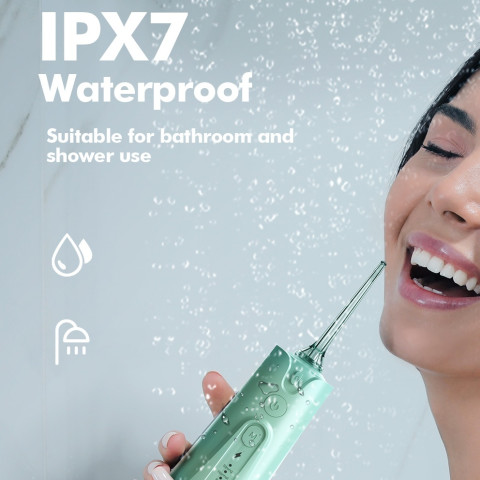 【จัดส่ง 24 ชั่วโมง】เครื่องชลประทานช่องปากแบบพกพามินิ การแก้ไขทันตกรรม Bezvoi Water Flosser (5 โหมด+6 หัวฉีด) พกพาง่าย ถอดล้างสะอาด เครื่องY207 สีเขียว Irrigator ปาก น้ําทําความสะอาดฟัน 300ML ถังน้ํา/Braces ทําความสะอาด สำหรับการทำความสะอาดฟ Image7