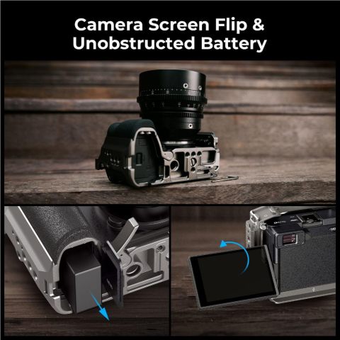 Smallrig สําหรับ Sony Alpha 6700, HawkLock Quick Release Cage Kit #5060, แผ่นติดรูปตัว ล พร้อมด้ามจับซิลิโคน #5061 Image6