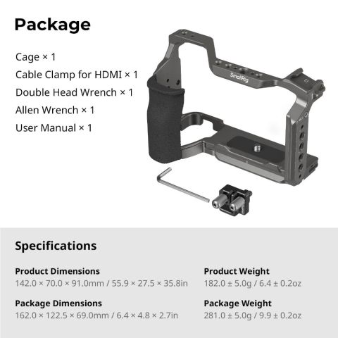 Smallrig สําหรับ Sony Alpha 6700, HawkLock Quick Release Cage Kit #5060, แผ่นติดรูปตัว ล พร้อมด้ามจับซิลิโคน #5061 Image7