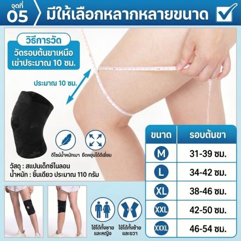 【ส่งตรงจากญี่ปุ่น】 【รุ่นใหม่ 2025 แนะนำโดยแพทย์】 ที่รัดเข่า สายรัดตัว V ล็อกแน่น ช่วยพยุงลูกสะบ้าและหมอนรองกระดูก ไม่เลื่อนหลุดง่าย น้ำหนักเบา ระบายอากาศดี เหมาะสำหรับเล่นกีฬาและทำงาน สวมใส่ง่าย ใช้ได้ทั้งชายและหญิง Image6