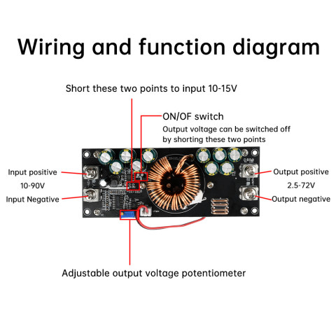 Step-Down Module 1500W DC15-90 ถึง DC2.5-72V Power Supply Module 50A สำหรับรถไฟฟ้า/พลังงานแสงอาทิตย์ Image6