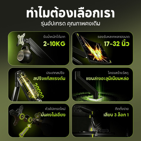 ขาตั้งจอคอม ขาตั้งจอคอมพิวเตอร์ 2 จอ 17-32 นิ้ว ขายึดจอคอมพิวเตอร์ 360° แบบ ฉากยึดหน้าจอแนวตั้ง Image2