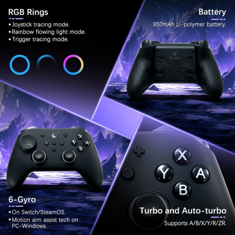 GuliKit TT Max Controller NS69 พร้อมความตึงแบบปรับได้ TMR จอยสติ๊กความเข้ากันได้สวิตช์ 1/2/PC-Windows/iOS/Android/SteamoOS Image4