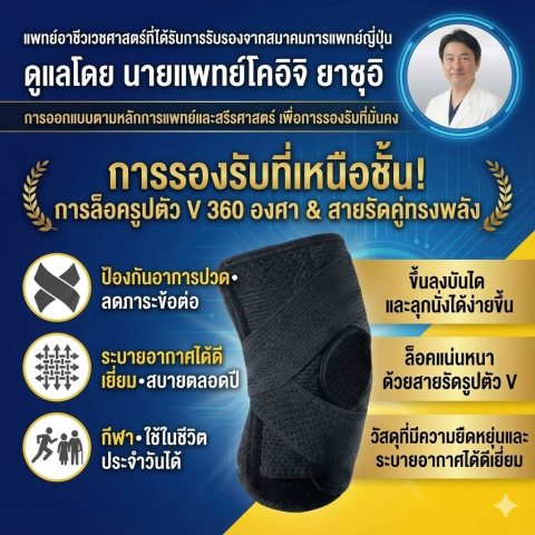 【ส่งตรงจากญี่ปุ่น】 【รุ่นใหม่ 2025 แนะนำโดยแพทย์】 ที่รัดเข่า สายรัดตัว V ล็อกแน่น ช่วยพยุงลูกสะบ้าและหมอนรองกระดูก ไม่เลื่อนหลุดง่าย น้ำหนักเบา ระบายอากาศดี เหมาะสำหรับเล่นกีฬาและทำงาน สวมใส่ง่าย ใช้ได้ทั้งชายและหญิง Image2