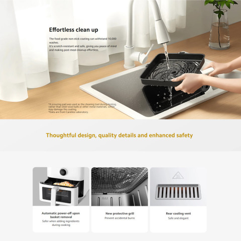 Xiaomi Smart Air Fryer 5.5L หม้อทอดไร้น้ำมัน I กำลังไฟ 1600 วัตต์ I หน้าต่างภาพ I รองรับการปรุงอาหารด้วยอุณหภูมิต่ำ Image8