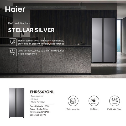Haier ตู้เย็น Side by Side อินเวอร์เตอร์ ความจุ 20.1 คิว/569 ลิตร รุ่น EHRS567ONL Image6