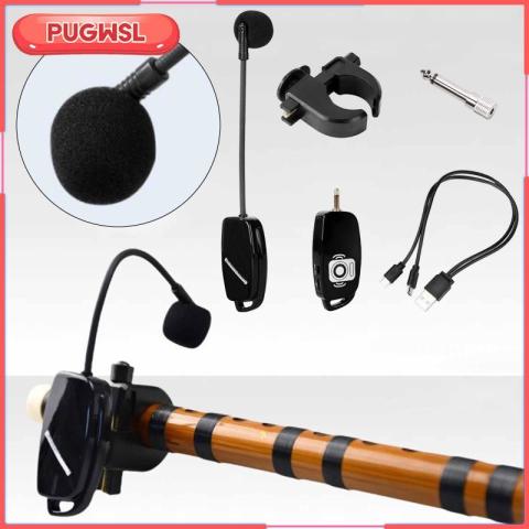 [pugwsl] ไมโครโฟนขลุ่ยไร้สายคลิปบนเครื่องมือไมโครโฟน 164ft Range สําหรับ Orchestra Show Performance Practice Band Piccolo Image3