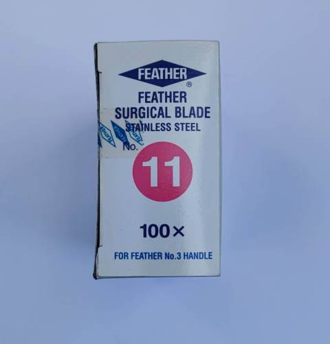ใบมีดstainless steel  ยี่ห้อfeather  (surgical blade of japan)มี5เบอร์ให้เลือกสั่ง10/11/12/15/15C กล่องบรรจุ100ใบ #ใบมีดผ่าตัด#ใบมีด#blade Image1