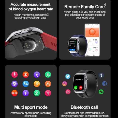 NineWind สมาร์ทวอท์ชใหม่ S15ปั๊มลมความดันโลหิตน้ำตาลในเลือด ECG กรดยูริคไขมันในเลือดอัตราการเต้นของหัวใจออกซิเจนในเลือดการนอนหลับการตรวจสอบสุขภาพโทรผ่านบลูทูธนาฬิกากีฬาควบคุมการเข้าถึง NFC Image3