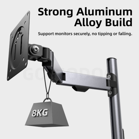 GOOJODOQ Aluminum Alloy Single and Double Arm Display Bracket Flexible Multi Angle Adjustment Dual Installation Method Image5