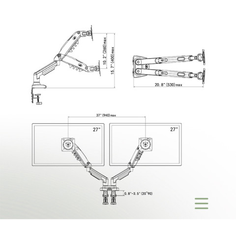 North Bayou NB F160 อุปกรณ์เมาท์ขาตั้ง สปริงแก๊ส หมุนได้ 360 องศา 17 นิ้ว -27 นิ้ว รับน้ําหนักได้ 2-9 กก. Image4