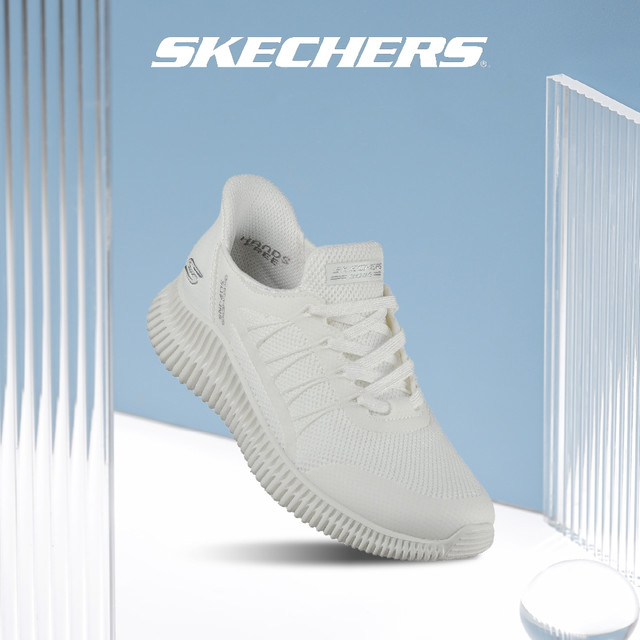 Skechers สเก็ตเชอร์ส รองเท้าผู้หญิง Women Bobs Geo Lite Bobs Sport Shoes - 117413-WHT - Memory Foam