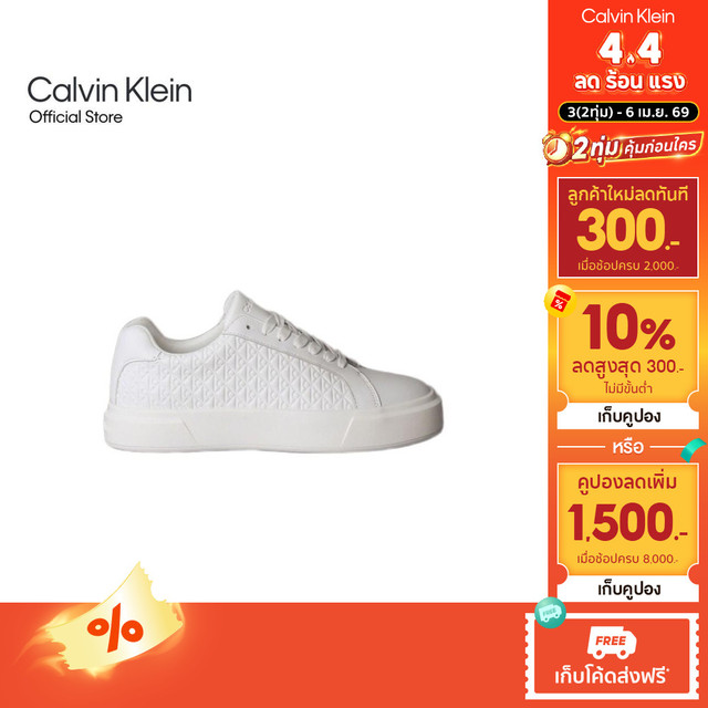 CALVIN KLEIN รองเท้าผ้าใบผู้หญิง รุ่น YW02006 YAF-สีขาว