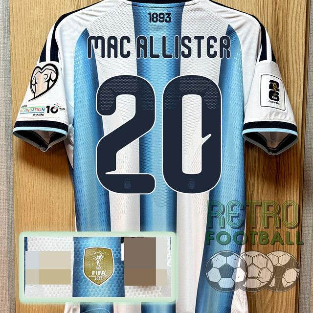 เสื้อกีฬาฟุตบอลโลก ทีมชาติ OาLจuติน่า PLAYER เกรดนักเตะ Home ชุดเหย้า ปี 2026 ฟลูออฟชั่น World Cup ชื่อเบอร์นักเตะในทีม (ครบทุกคน)