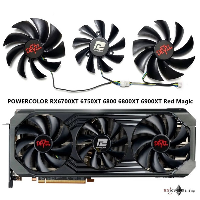 พัดลมการ์ดจอ POWERCOLOR RX 6700XT 6750 6750XT 6800 6800XT 6900XT 6950XT Red Devil fan
