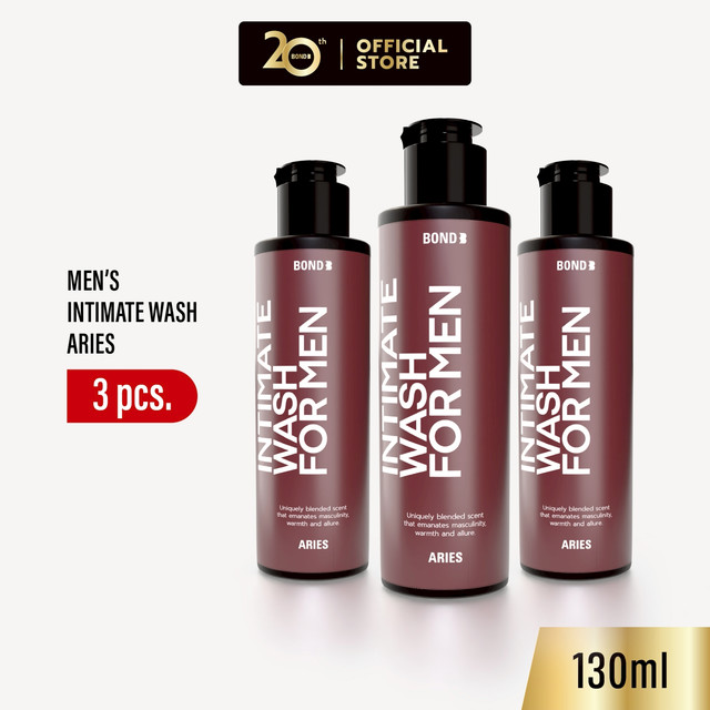 [Packx3] Bond Mens Intimate Wash Aries 130 ml. (สูตรอุ่น) แพ็ค 3 ชิ้น