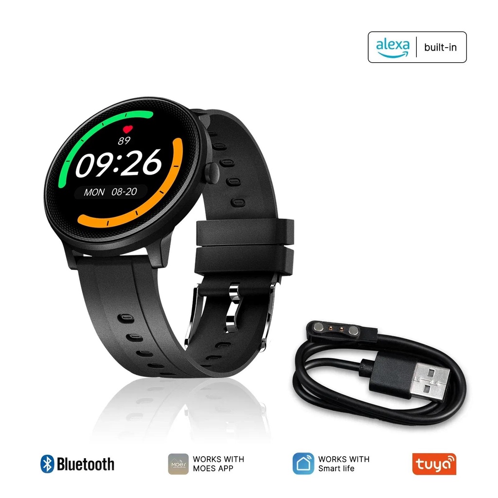 Moes นาฬิกาข้อมือสมาร์ทวอทช์ Alexa วัดอัตราการเต้นของหัวใจ และออกซิเจนในเลือด หน้าจอสัมผัส IP68 กันน้ํา สองรูปแบบ