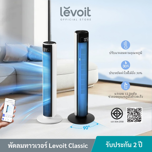 [สินค้าพร้อมส่ง] Levoit Smart Tower Fan LTF-F422/F362/F422Wifi พัดลมอัจฉริยะ ความเร็ว 12 ระดับ เซ็นเซอร์วัดอุณหภูมิ