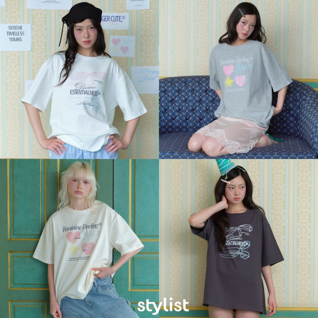 Stylist_shop | Animal / Cherry / Bow /Typo / Eternal Sunshine Series Tee Oversized Tee by Stylist