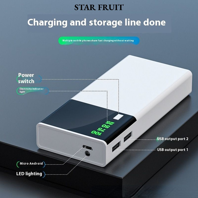 STAR FRUIT Portable Power Bank with Dual USB Ports for Fast Charging of Multiple Devices