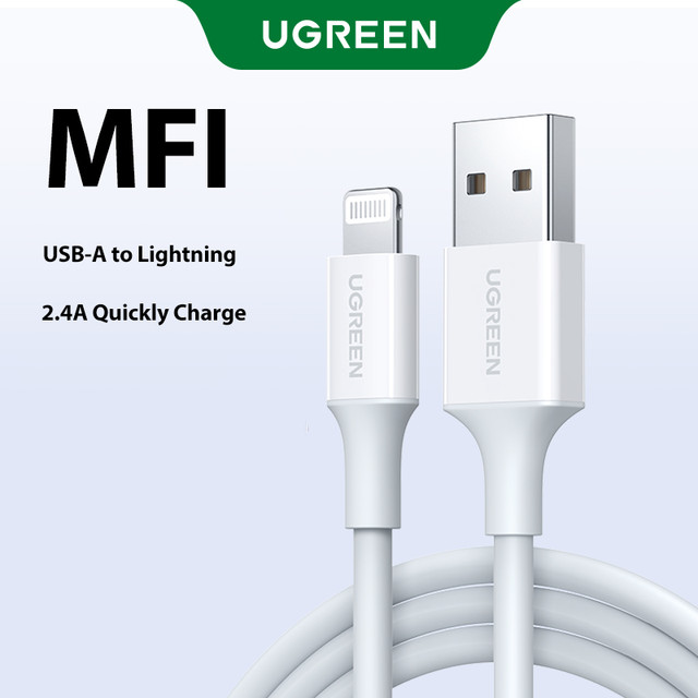 UGREEN Lightning to USB for Apple MFI Charging Cable for iPhone 14 13 Pro Max iPad  Pod Model: 80313