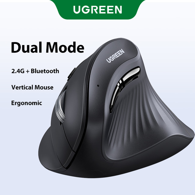 UGREEN Bluetooth Vertical Ergonomic Wireless Mouse 2.4G 4000DPI Health Mouse Wireless Vertical Mouse Silent for Laptop PC Windows Mac OS Model:25444