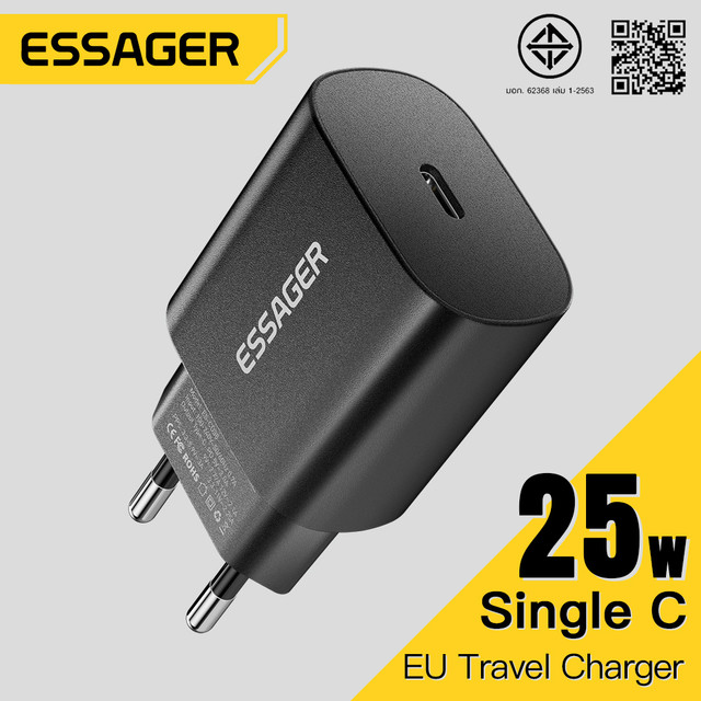 Essager 25W USB Type C Fast Charging Adapter for Samsung Ip Phones