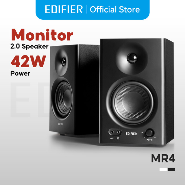 Edifier Mr4 Mr3 2.0 Monitor Speakers with Rms 42W Performance Boost with Class D Amplifier Trs, Rca, Aux