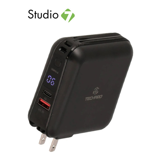 Power Bank Techpro Capacity 15,000 Mah Built-In Cable Bc19 by Studio7