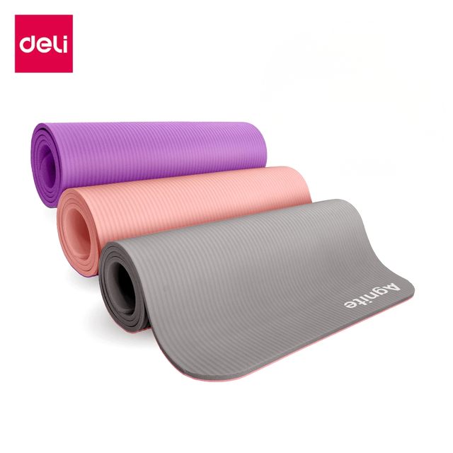 [Free Gift] Deli Yoga Mat, Yoga Mat, Exercise Mat, 10 mm Thick, Soft, Anti-Slip, with Yoga Mat Straps.