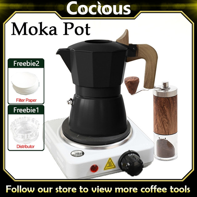 Mocha Set Double Valve Moka Pot กาต้มกาแฟสดพกพา French Extraction Coffee Pot Espresso Appliance