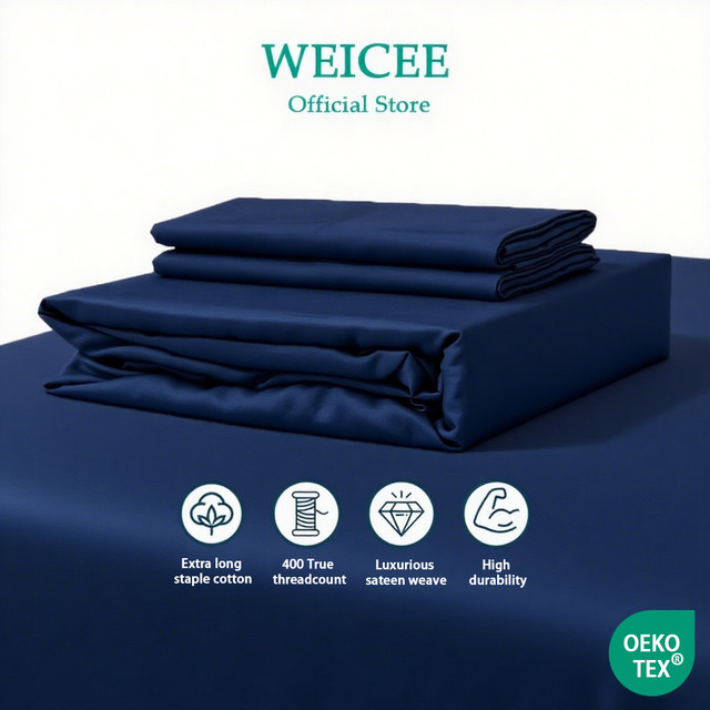 Weicee Plain Bedsheet Has 3 Feet/3.5 Feet/5 Feet/6 Feet Sizes, Dust Mite Resistant Sheets. Fastens Around the Bed at 360 Degrees. 6 Foot Bed Sheet, Free 2 Pillowcases, Hotel Quality