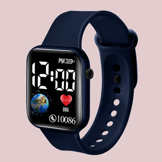 Kstarhare Jam Tangan Digital สี่เหลี่ยมทันสมัยพร้อมดีไซน์ดินและเครื่องวัดชีพจรสำหรับสไตล์ในชีวิตประจำวัน