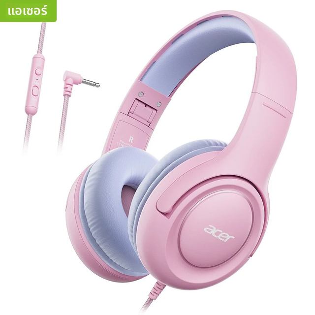 Acer Kids หูฟังแบบมีสายสําหรับโรงเรียน 85/94dB Volume Limiter ชุดหูฟังสเตอริโอแบบพับได้สําหรับเด็กการเรียนรู้แท็บเล็ต IPad PC