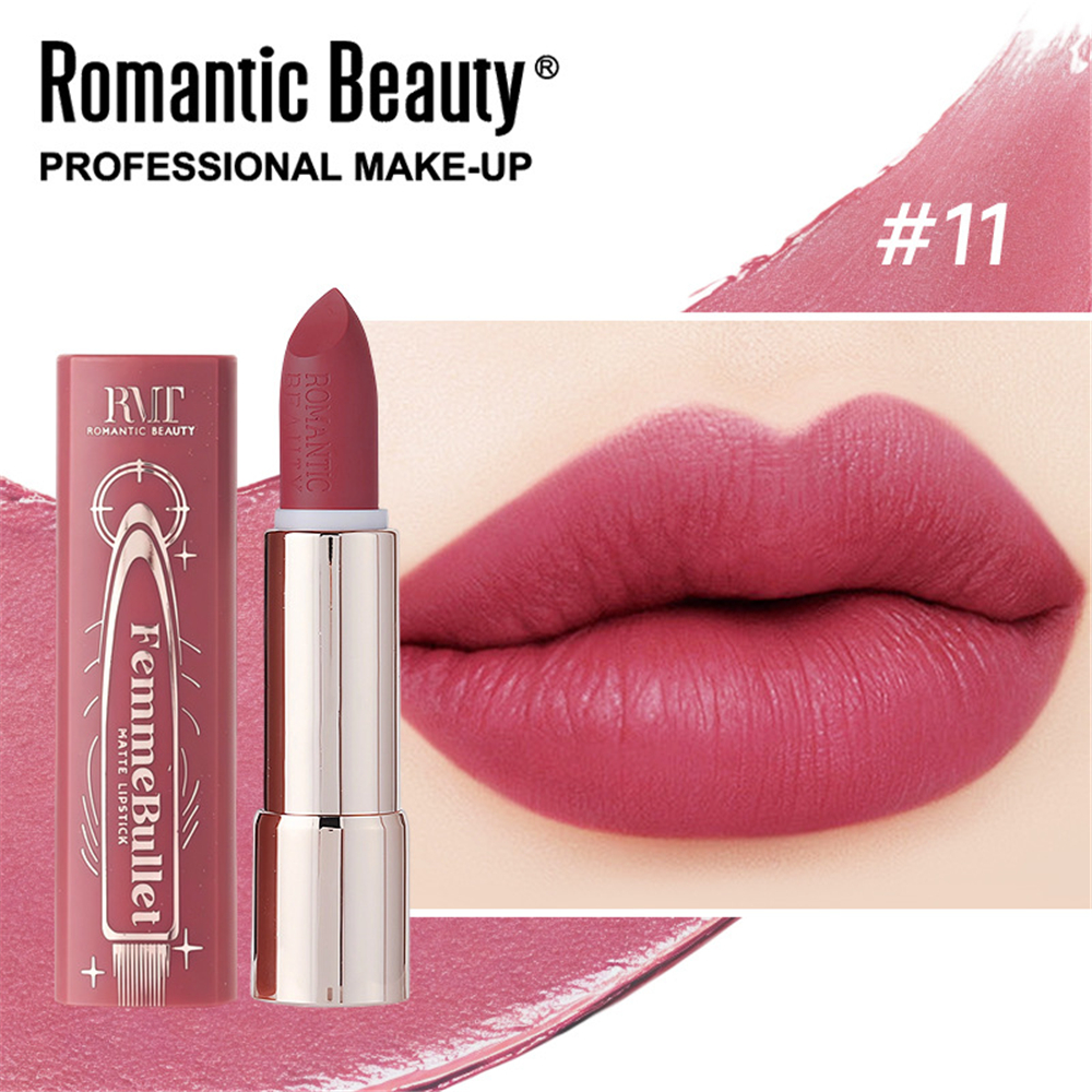 MINSHZEE Velvet Matte Lipstick กันน้ำกันหงื่อ การแต่งหน้าที่ยาวนาน ไม่ง่ายต่อการจุ่มในถ้วยและแต่งหน้า การแต่งหน้าฟอกลิปดิน