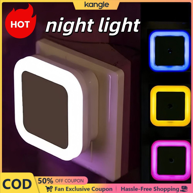 kangle 【💥50% off】ไฟ LED กลางคืนไฟอัตโนมัติเปิด/ปิดเราเสียบไฟขนาดเล็กแสงสมาร์ทไฟกลางคืนในห้องนอนโคมไฟหัวเตียง