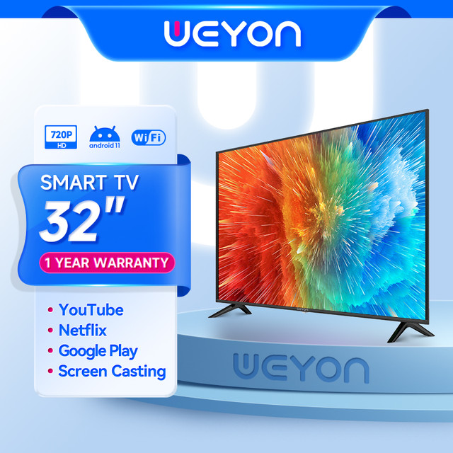Weyon Smart Tv 32 Inch Television Smart Tv Led Wifi Full Hd Android Tv Cheap Price Flat Screen Tv Can Watch Youtube/Internet Directly Can Be Connected to the Internet