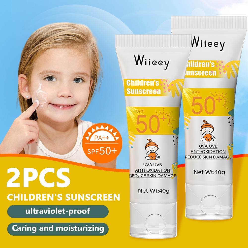 DazHom ครีมกันแดด Wiieey SPF50+ 40g สำหรับทารก เด็ก และเด็ก ครีมกันแดดสำหรับผิวหน้าและผิวกาย ไวท์เทนนิ่ง ครีมกันแดด ครีมกันแดด ครีมกันแดด ป้องกัน ผิว ป้องกันอ่อนโยนและไม่ระคายเคือง มีให้เลือก 1/2 ชิ้น