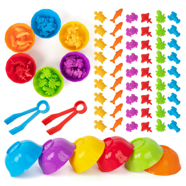 【Bhq Toys】Cod Toys for Children's Development, Montessori Color Sorting Game, Brain Training, Color Sorting, Ready to Ship.