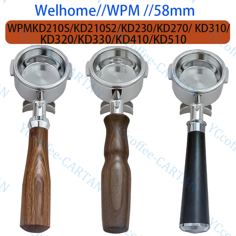 ตัวกรองพอร์ตกาแฟขนาด 58 มม. พร้อมพวยคู่สําหรับ Welhome/WPM KD210S/KD210S2/KD230/ KD270/KD310/KD320/KD330/KD410/KD510