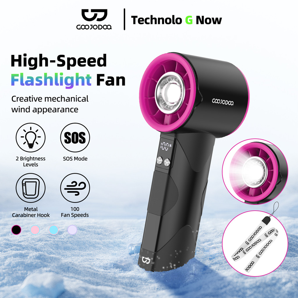 Goojodoq 10X High-Speed Multi-Function Fan with Led Flashlight, Digital Display, and Hanging Hook