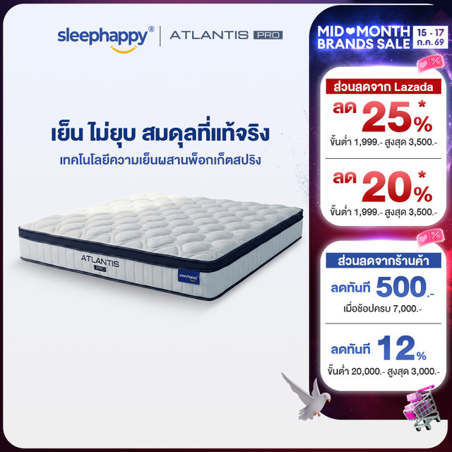Sleephappy Pocket Spring Mattress with a Cool Touch, Atlantis Pro Model, 10 Inches Thick, and Atlantis Lite Model, 8 Inches Thick, Incorporates Charcoal Innovation, Soft and Firm, for a Comfortable Sleep.