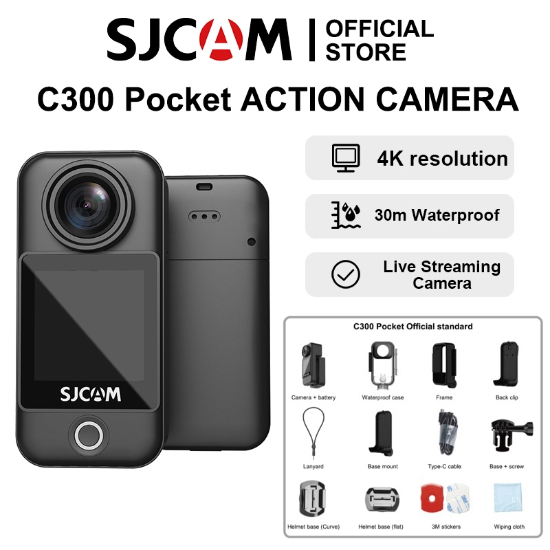 SJCAM กล้องแอคชั่นแคมเมรามินิหน้าจอคู่ขนาดเล็กกันน้ำมี C300คอมโบกล้องเพื่อการกีฬา4K Vlog WiFi กล้องขนาดจิ๋วสำหรับถ่ายทอดสดกล้องติดรถยนต์ขี่มอเตอร์ไซค์ต่างประเทศ