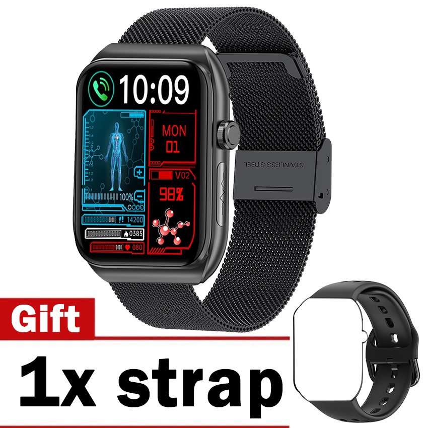 BK01 สมาร์ทนาฬิกา ECG สมาร์ทนาฬิกาผู้ชายผู้หญิงไขมันในเลือดกรดยูริกน้ำตาลในเลือด วัดอุณหภูมิร่างกายสร้อยข้อมือบลูทู ธ โทรกันน้ำกีฬาฟิตเนสติดตาม