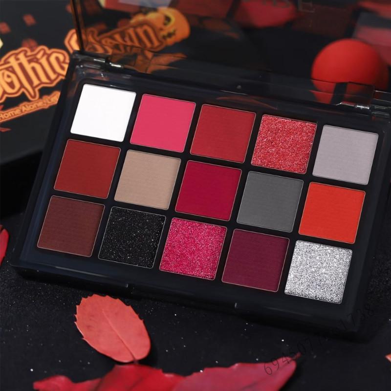 พาเลทอายแชโดว์ 15 สี - แต่งหน้าแบบอิ่มตัวสูงสีแดงดำ